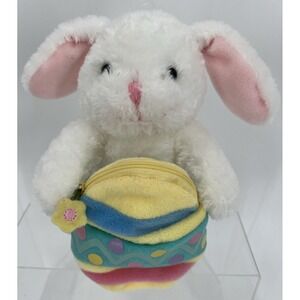 Hallmark Soft Easter Bunny White Zippered‎ Easter Egg Pouch Plush Stuffed Animal